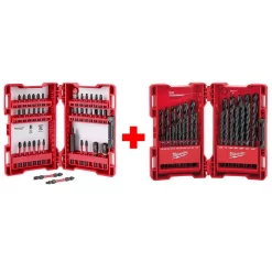 Drill Bits Milwaukee SHOCKWAVE IMPACT DUTY Steel Driver Bit Set (40-Piece) With Black Oxide Steel Drill Bit Set (29-Piece)