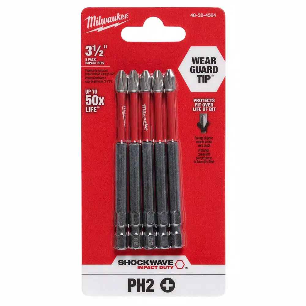 Drill Bits Milwaukee #2 Philips Shockwave 3-1/2 In. Impact Duty Steel Driver Bits (5-Pack) - Image 2