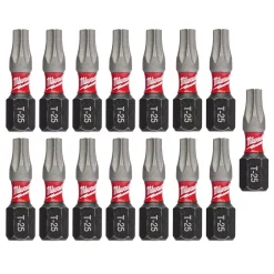 Drill Bits Milwaukee T25 1 In. Shockwave Impact Steel Duty Insert Bits (15-Pack)