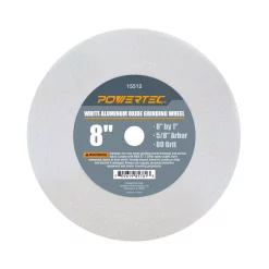 Abrasives POWERTEC 8 In. X 1 In. 80-Grit 5/8 In. Arbor White Aluminum Oxide Grinding Wheel