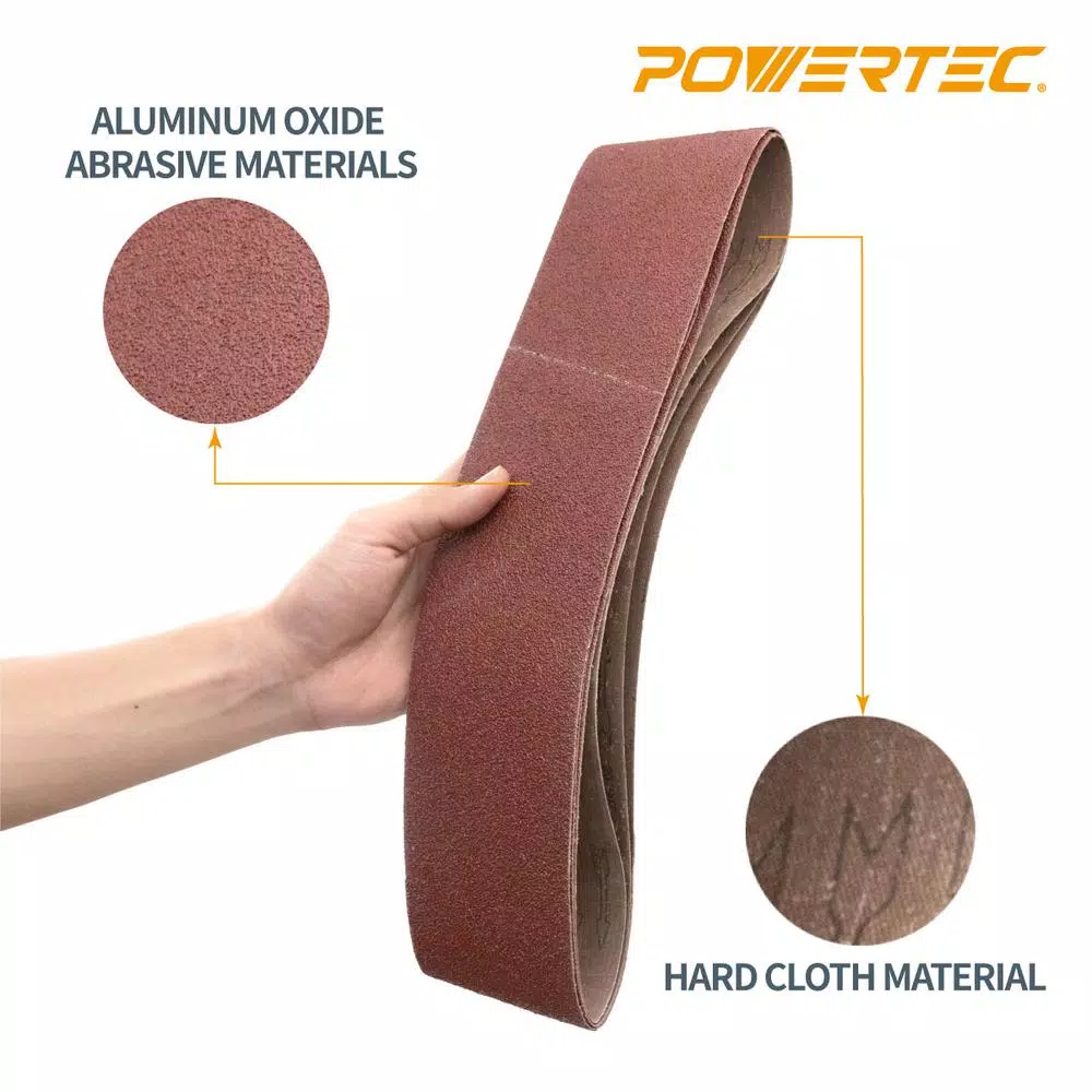 Abrasives POWERTEC 4 In. X 36 In. 240-Grit Aluminum Oxide Sanding Belt (3-Pack) - Image 4