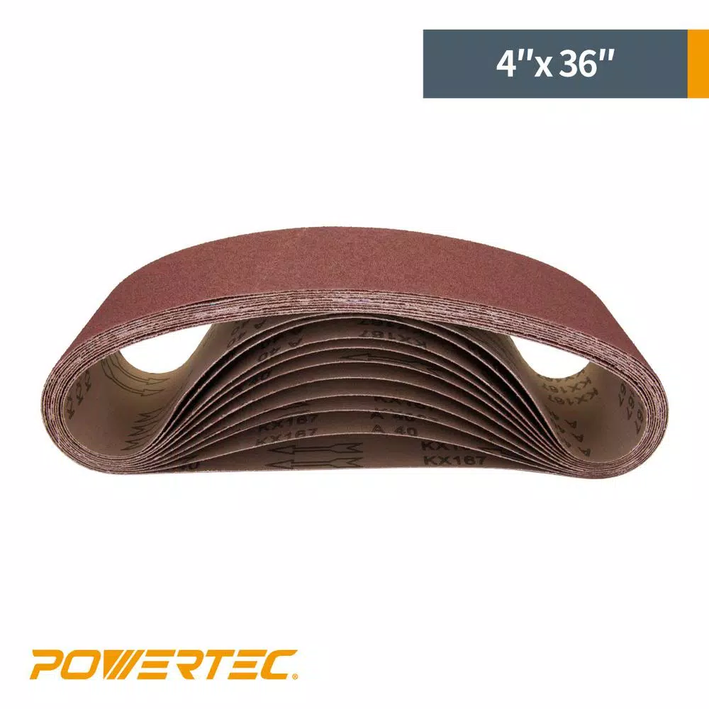 Abrasives POWERTEC 4 In. X 36 In. 240-Grit Aluminum Oxide Sanding Belt (3-Pack) - Image 3