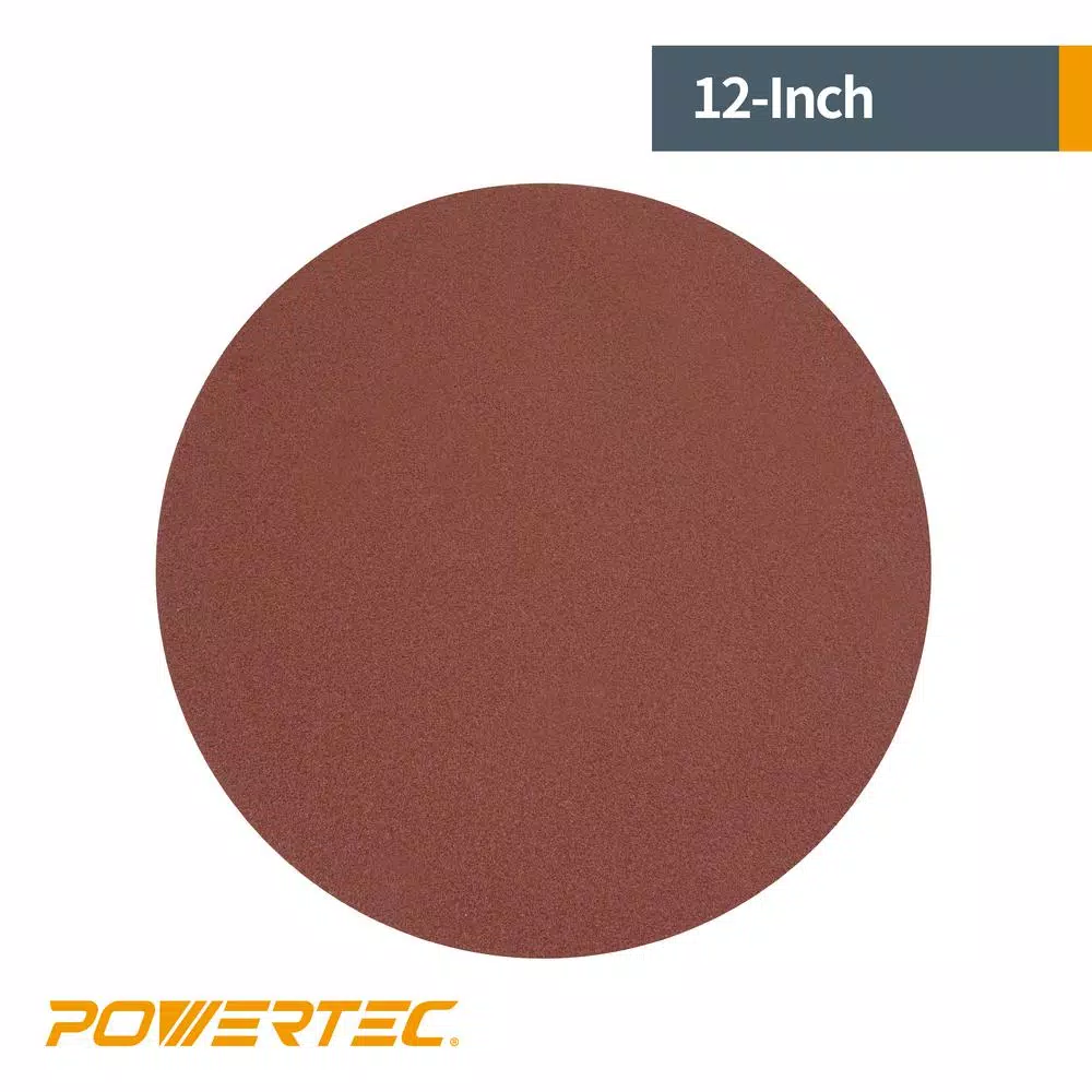 Abrasives POWERTEC 12 In. 100 Grit PSA Aluminum Oxide Self Stick Sanding Disc (10-Pack) - Image 4