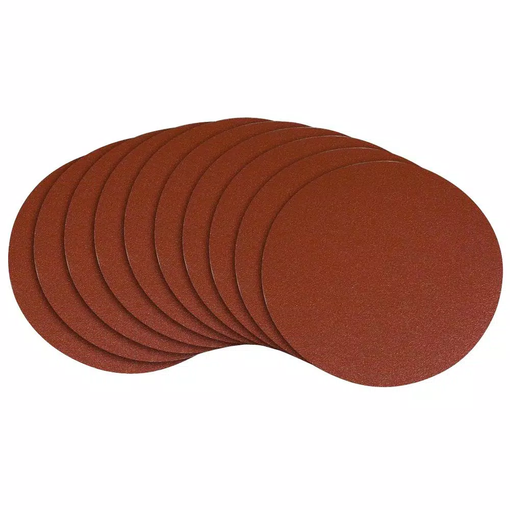 Abrasives POWERTEC 12 In. 100 Grit PSA Aluminum Oxide Self Stick Sanding Disc (10-Pack)