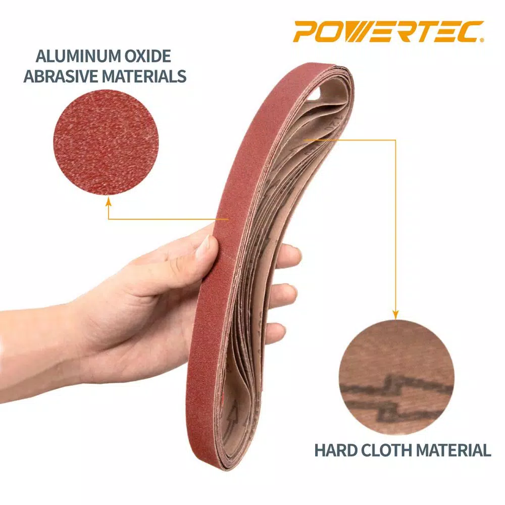 Abrasives POWERTEC 1 In. X 42 In. 150-Grit Aluminum Oxide Sanding Belt (10-Pack) - Image 4
