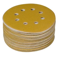 Abrasives POWERTEC 5 In. A/O Hook And Loop 8-Hole Sanding Disc Assortment Grits In Gold (100-Pack)