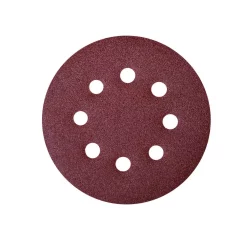 Abrasives POWERTEC 5 In. A/O Hook And Loop 8 Hole Disc Assortment 40-Grit, 80-Grit, 120-Grit, 220-Grit And 320-Grit In Red (100-Pack)