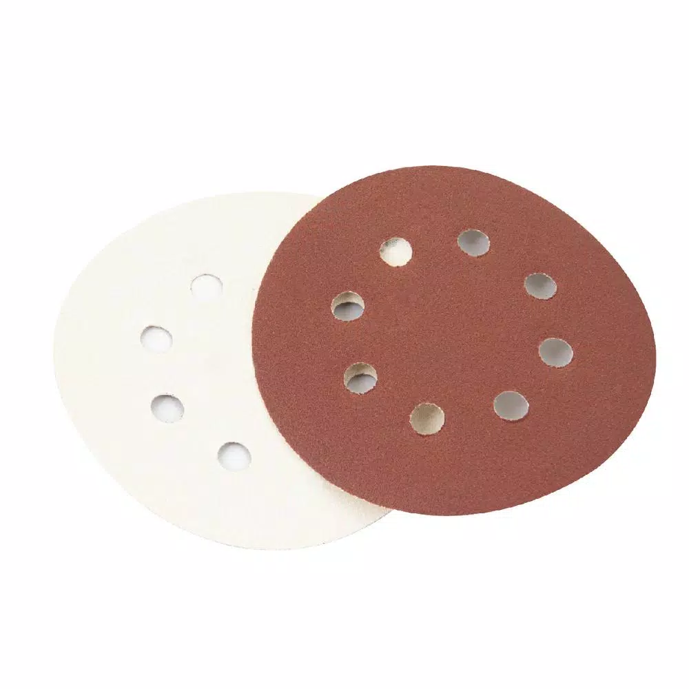 Abrasives POWERTEC 5 In. 240-Grit Aluminum Oxide Hook And Loop 8-Hole Disc (25-Pack)