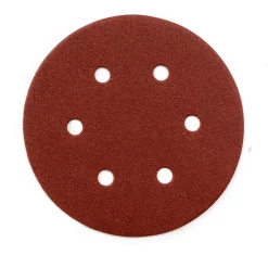 Abrasives POWERTEC 6 In. A/O Hook And Loop 6 Hole Disc Assortment 40-Grit, 80-Grit, 120-Grit, 220-Grit And 320-Grit In Red (100-Pack)