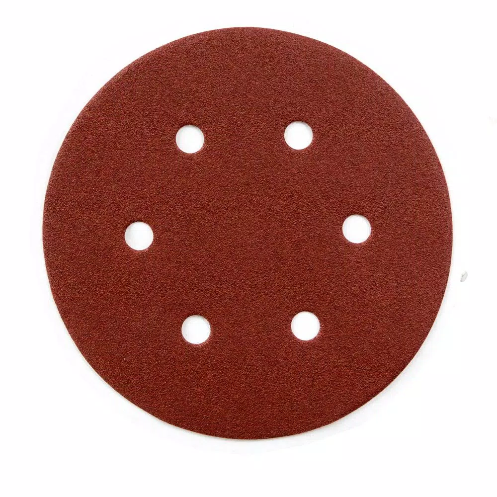 Abrasives POWERTEC 6 In. A/O Hook And Loop 6 Hole Disc Assortment 40-Grit, 80-Grit, 120-Grit, 220-Grit And 320-Grit In Red (100-Pack)