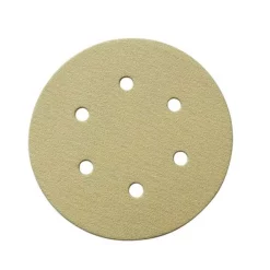 Abrasives POWERTEC 6 In. 6 Hole 320-Grit Hook And Loop Sanding Discs In Gold (50-Pack)