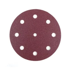 Abrasives POWERTEC 125 Mm 240-Grit 9-Hole A/O Hook And Loop Disc For Festool RO 125/ETS 125 Sander In Red (50-Pack)