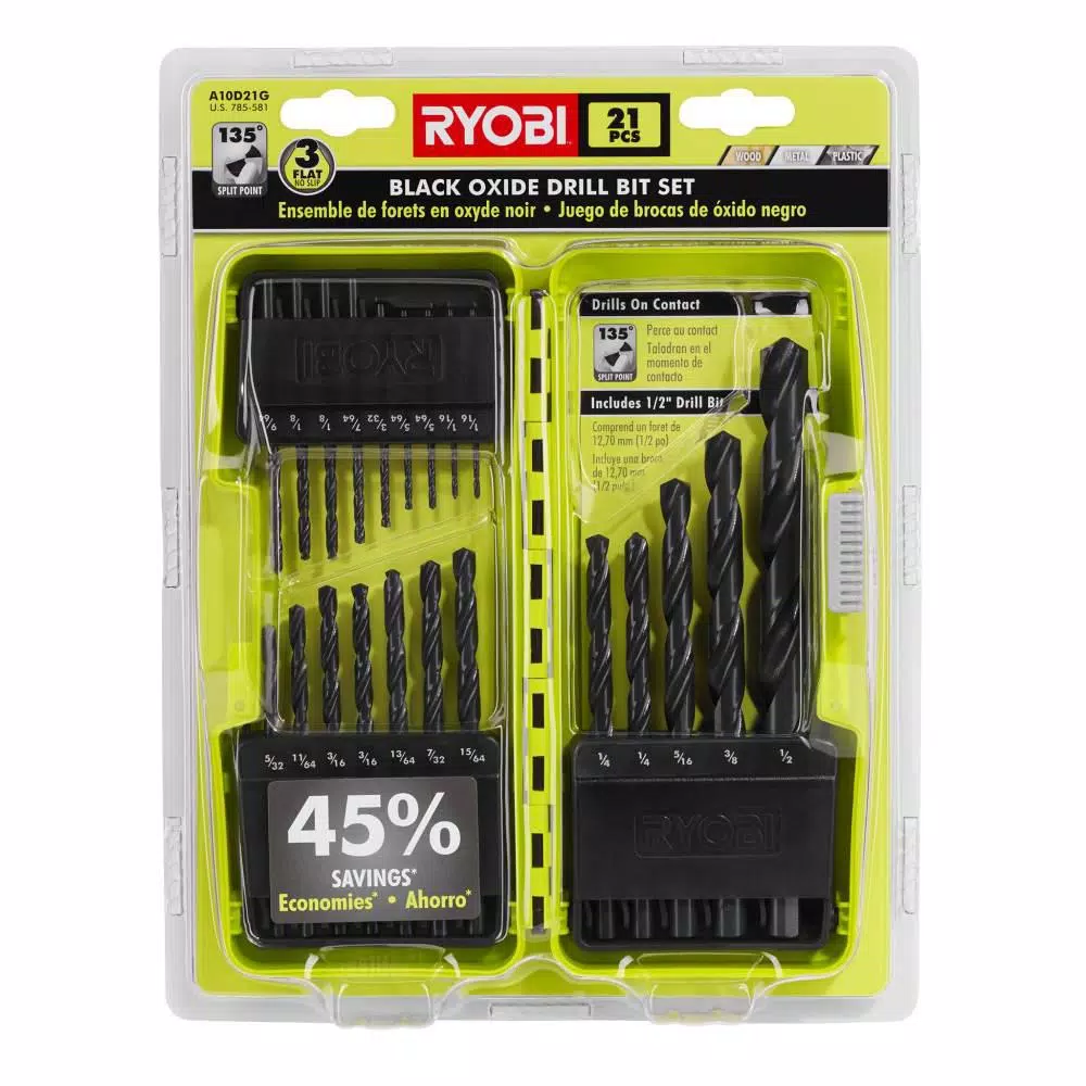 Drill Bits RYOBI Black Oxide Drill Bit Set (21-Piece) With BONUS 25FT Tape Measure - Image 4