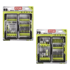 Drill Bits RYOBI Impact Rated Driving Kit (40-Piece) And Impact Rated Driving Kit (70-Piece)