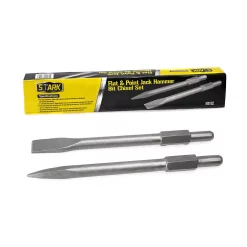 Drill Bits Stark 16 In. Flat And Point Bit Chisel And 1-1/8 In. Steel Hex Shank For Electric Demolition Jack Hammer (2-Piece)