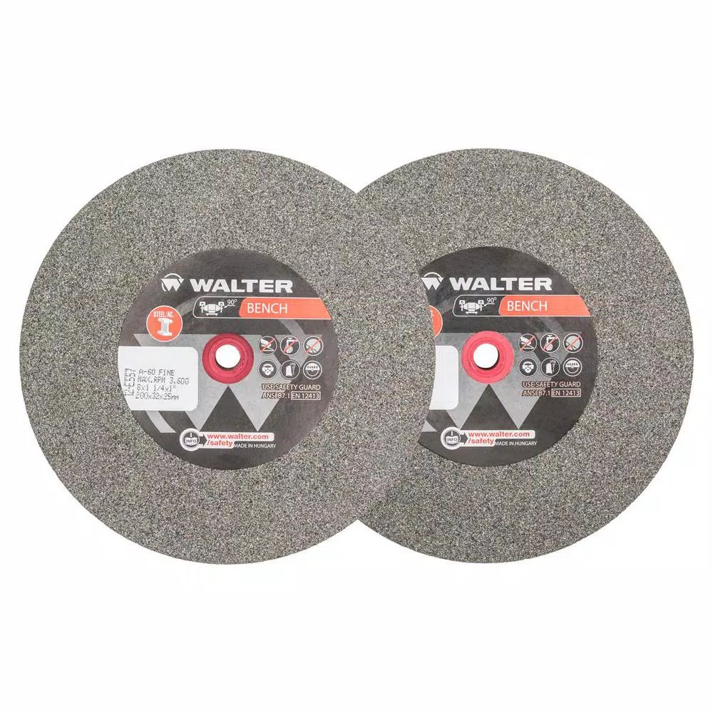 Abrasives WALTER SURFACE TECHNOLOGIES 8 In. X 1 In. Arbor X 1-1/4 In. GR 60 Fine Bench Grinding Wheels