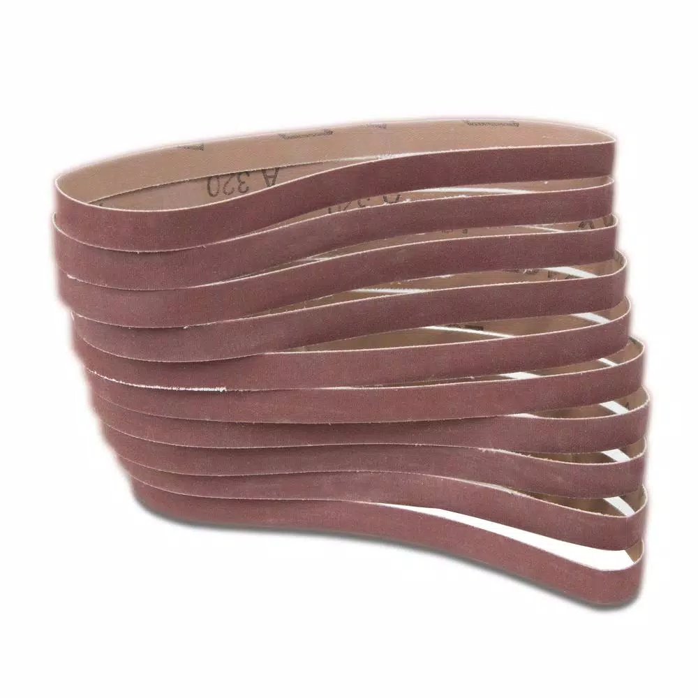 Abrasives WEN 320-Grit 1/2 In. X 18 In. Sanding Belt Sandpaper (10-Pack)