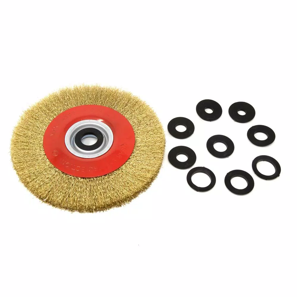 Abrasives WEN 8 In. X 3/4 In. Crimped Steel Bench Wire Wheel With Arbor Adapters - Image 4