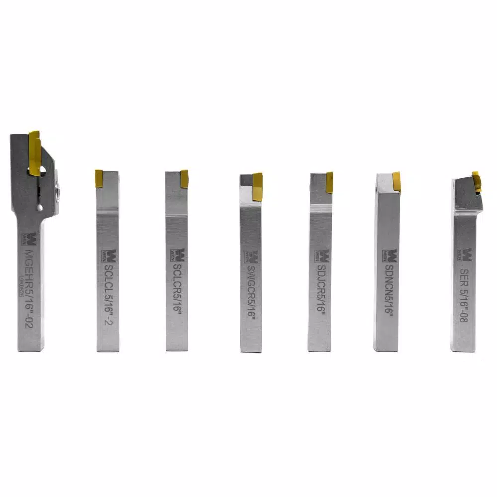 Specialty Power Tool Accessories WEN Premium 5/16 In. Nickel-Plated Indexable Carbide-Tipped Metal Lathe Tool Bits Set With Storage Case (7-Piece) - Image 2