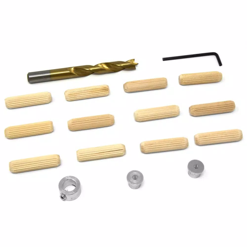 Woodworking Tool Accessories WEN 3/8 In. Wooden Doweling Kit With Drill Bit, Stop Collar And Fluted Birch Wood Dowels