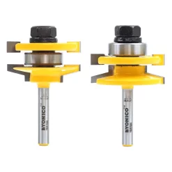 Woodworking Tool Accessories Yonico Rail And Stile Bevel 1/4 In. Shank Carbide Tipped Router Bit Set (2-Piece)